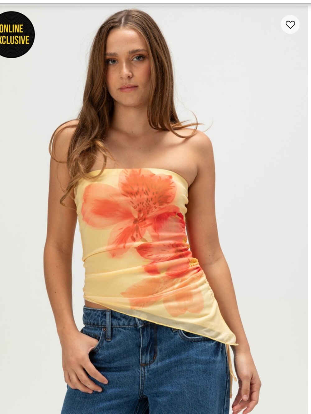 NWT Madden Girl Mesh Ruched Tube Top In Yellow Combo Size Medium